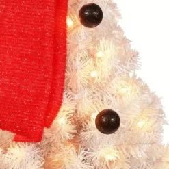 Pre-Lit 4' Snowman Artificial Christmas Tree With 100 Lights, White