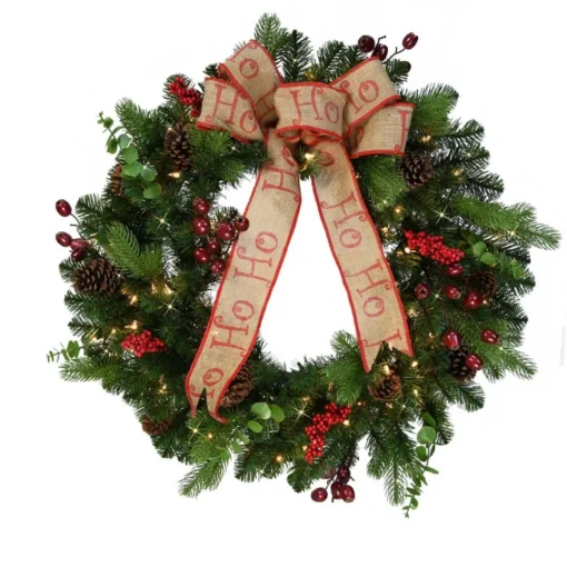 30" Premium Decorated Wreath - 70 Clear Lights