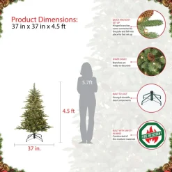 Puleo 4-1/2 Ft. Pre-Lit Arctic Fir Artificial Christmas Tree