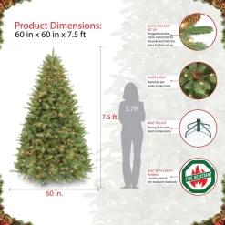 Puleo 7-1/2 Ft. Pre-Lit Davidson Fir Premier Artificial Christmas Tree