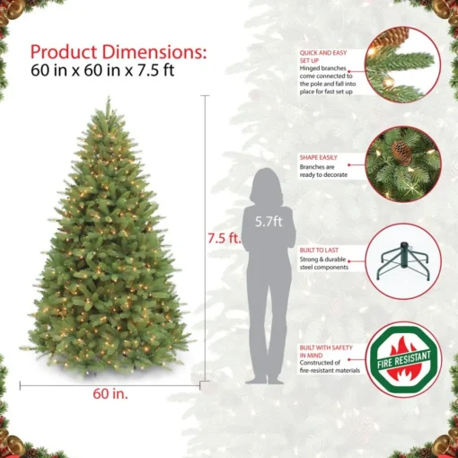 Puleo 7-1/2 Ft. Pre-Lit Davidson Fir Premier Artificial Christmas Tree