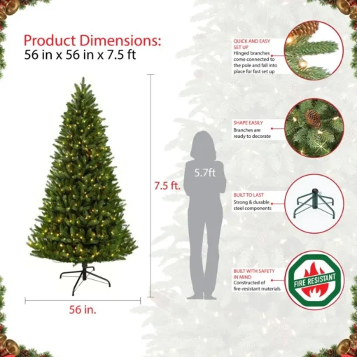 Puleo 9 Ft. Pre-Lit Green Mountain Fir Artificial Christmas Tree