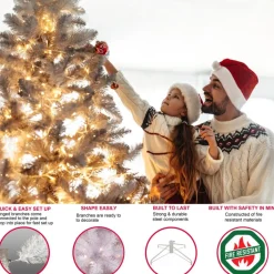 Puleo 4-1/2 Ft. Pre-Lit Green Mountain Fir Artificial Christmas Tree