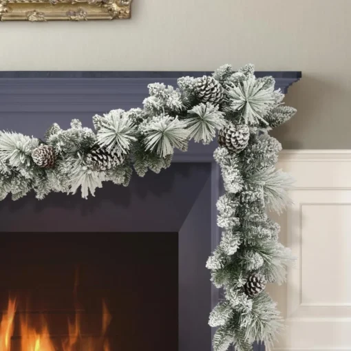 Puleo International 9' 10" Flocked Berkshire Spruce Garland