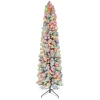 Puleo International 6.5' Flocked Pine Pencil Tree W/ Multicolor Lights