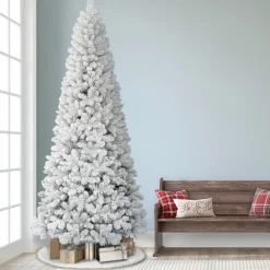 Puleo International 9' Flocked Virginia Pine Tree With 1460 Tips