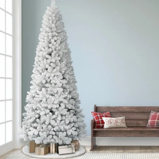 Puleo International 9' Flocked Virginia Pine Tree With 1460 Tips