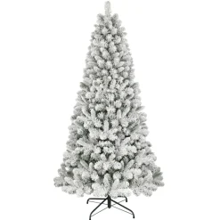 Puleo International 6.5 Ft. Flocked Virginia Pine Tree, 787 Tips