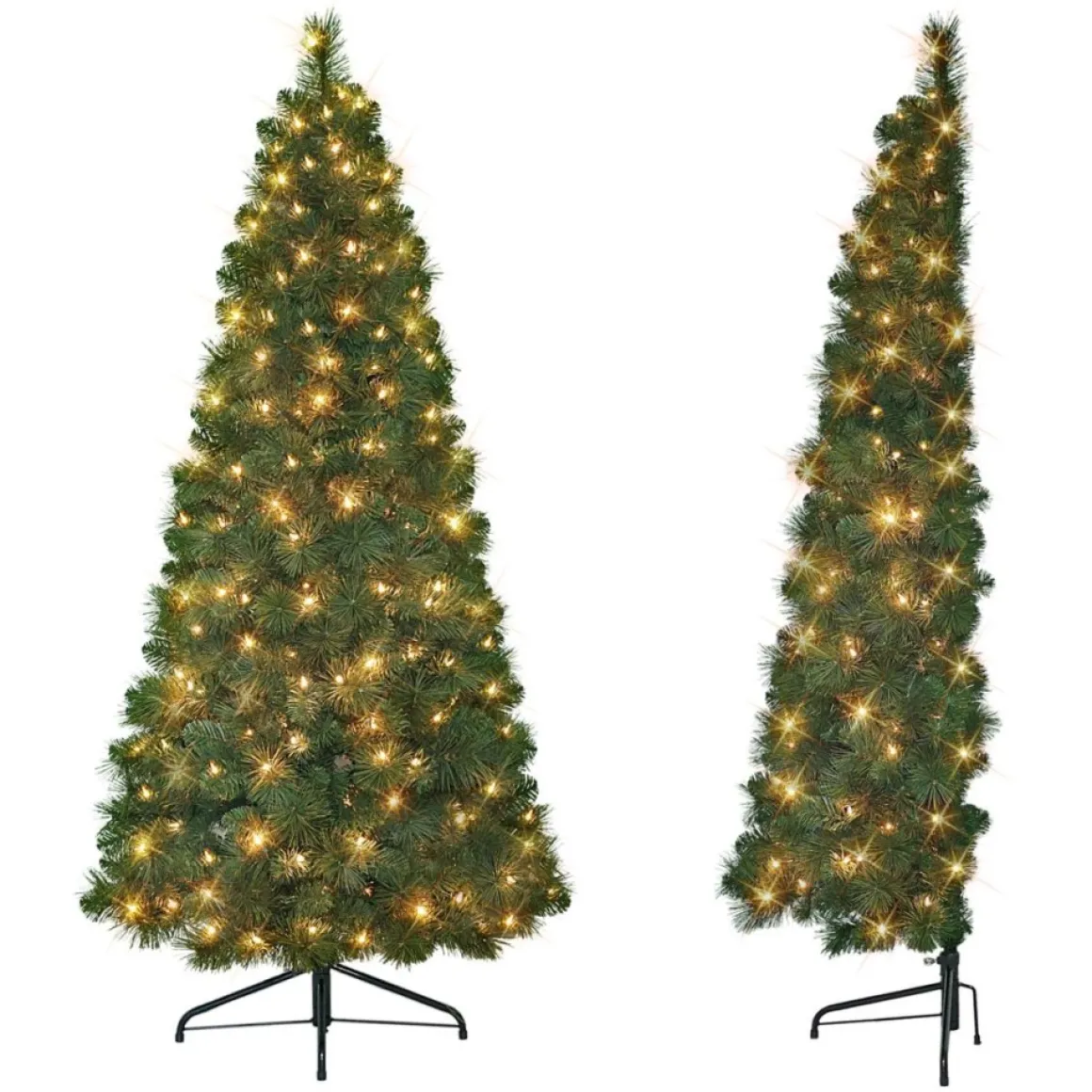 Puleo International 6.5 Ft. Pre-Lit Wall Half Tree, Clear Lights