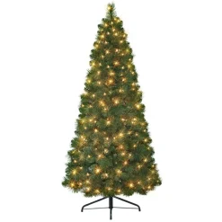 Puleo International 6.5 Ft. Pre-Lit Wall Half Tree, Clear Lights