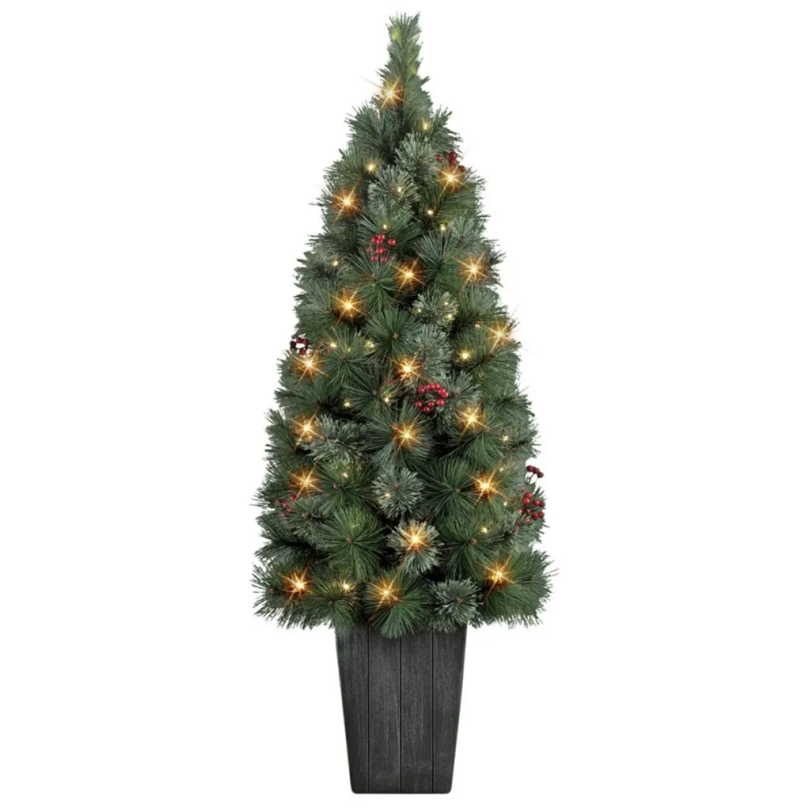 Puleo International 4' Potted Cascade Pine Tree With Plastic Pot