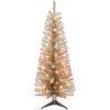 Puleo International 4.5' Pre-Lit Rose Gold Tinsel Tree 70 Clear Lights