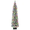 Puleo International 4' Pre-Lit Multicolor Flocked Alpine Pencil Tree