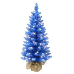 Puleo International 3' Pre-Lit Fashion Blue Tree In Burlap