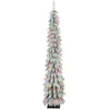Puleo International 6' Pre-Lit Flocked Pencil Tree 100 Colored Lights