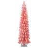 Puleo International 4' Prelit Pink Flocked Pencil Tree 50 Clear Lights