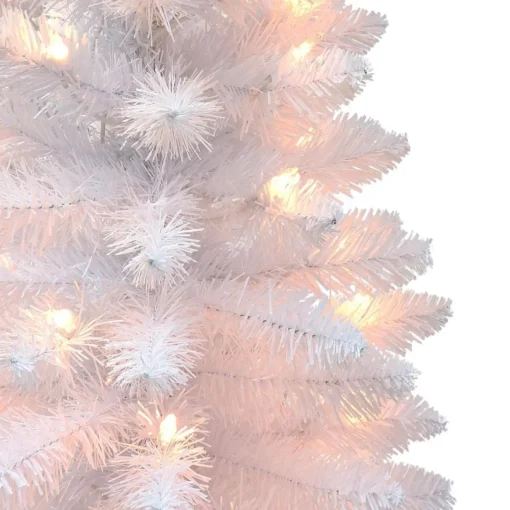 Puleo International 3' Pre-Lit White Tree W/ 50 Lights & Burlap Base