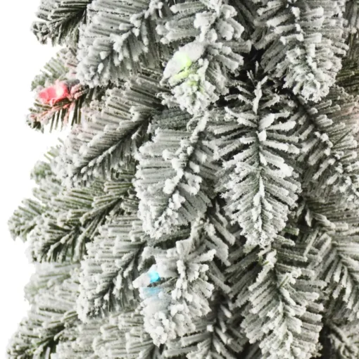 Puleo International 6' Pre-Lit Flocked Pencil Tree 100 Colored Lights
