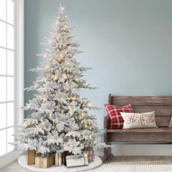 Puleo International 7' Pre-Lit Flocked Utah Fir Tree, 500 Led Lights