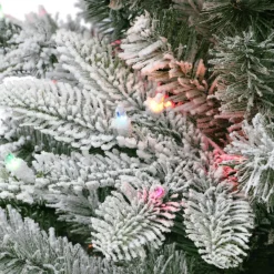 Puleo International 7.5' Pre-Lit Flocked Aspen Fir Tree
