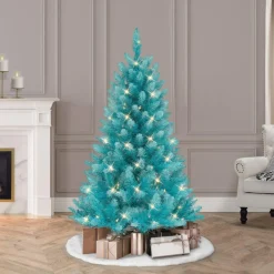 Puleo International 4' Pre-Lit Fashion Teal Christmas Tree