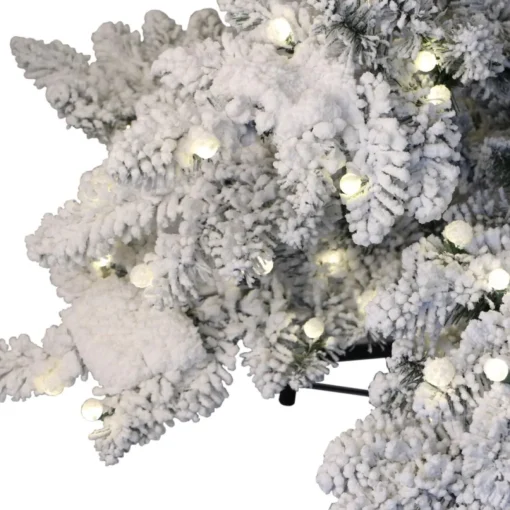 Puleo International 7.5' Pre-Lit Flocked Slim Pine Artificial Tree