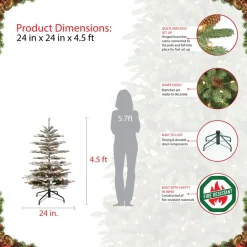 Puleo International 4.5' Pre-Lit Slim Flock Aspen Fir Christmas Tree