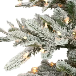 Puleo International 6.5' Pre-Lit Slim Flock Aspen Fir Christmas Tree