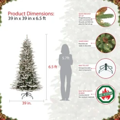 Puleo International 6.5' Pre-Lit Slim Flock Aspen Fir Christmas Tree