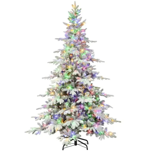 Puleo International 7' Pre-Lit Flocked Utah Fir Tree, 500 Led Lights