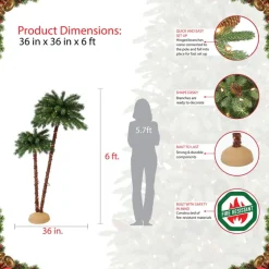 Puleo International Premium 3.5'/6' Artificial Palm Tree W/ 175 Lights