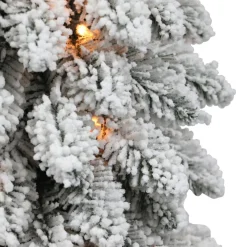 Puleo Intl. 5' Pre-Lit Flocked Pencil Alpine Artificial Christmas Tree