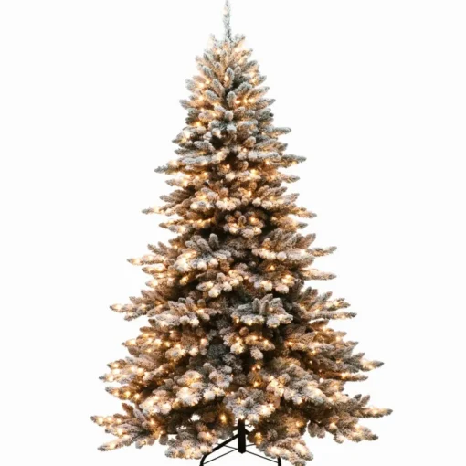 Puleo Intl. 6.5' Pre-Lit Royal Majestic Spruce Green Tree Flocked Tree