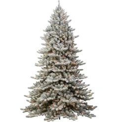 Puleo Intl. 7.5' Pre-Lit Royal Fraser Fir Flocked Tree W/ Memory Tips