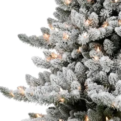 Puleo Intl. 6.5' Pre-Lit Royal Majestic Spruce Green Tree Flocked Tree