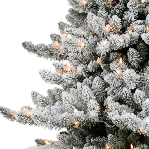 Puleo Intl. 6.5' Pre-Lit Royal Majestic Spruce Green Tree Flocked Tree