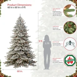 Puleo Intl. 9' Royal Majestic Fraser Fir Flocked Tree With Memory Tips