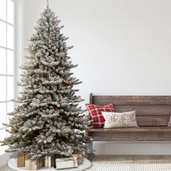 Puleo Intl. 9' Royal Majestic Fraser Fir Flocked Tree With Memory Tips