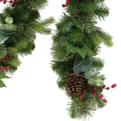 Puleo Intl. 9' X 10" Decorated Christmas Garland With 180 Tips, Green