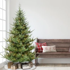 Puleo Intl. Pre-Lit 7.5' Spruce Artificial Christmas Tree, Green