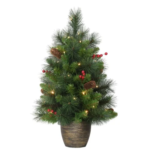 Puleo Intl. Prelit 2' Table Top Artificial Christmas Tree In Gold Base