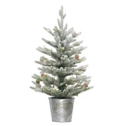 Puleo Intl. Prelit 2' Table Top Artificial Christmas Tree In Metal Pot