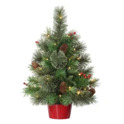 Puleo Intl. Pre-Lit 2' Table Top Artificial Christmas Tree In Red Base