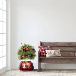Puleo Intl. Pre-Lit Decorated 3' Artificial Christmas Bush In Sac Base