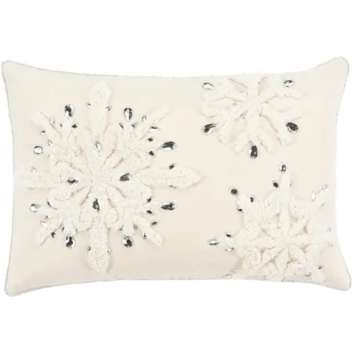 Rizzy Home Christmas Snowflakes With Mirrored Accents 14"X20" Pillow