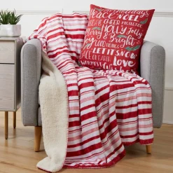 Sara B. Candy Cane Stripe Throw & Pillow Set