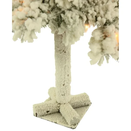 Set Of 3 Snowy Alpine Trees With Clear Lights (2-Ft. 3-Ft. 4-Ft.)
