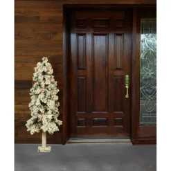 Set Of 3 Snowy Alpine Trees With Clear Lights (2-Ft. 3-Ft. 4-Ft.)