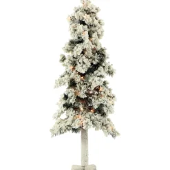 Set Of 3 Snowy Alpine Trees With Clear Lights (2-Ft. 3-Ft. 4-Ft.)