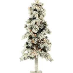 Snowy Alpine Tree With Clear Lights
